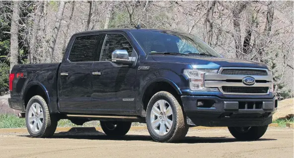  ?? — PHOTOS: COSTA MOUZOURIS/DRIVING.CA ?? The 2018 Ford F-150 diesel is remarkably capable and quiet. It climbs steep, slippery slopes with ease.