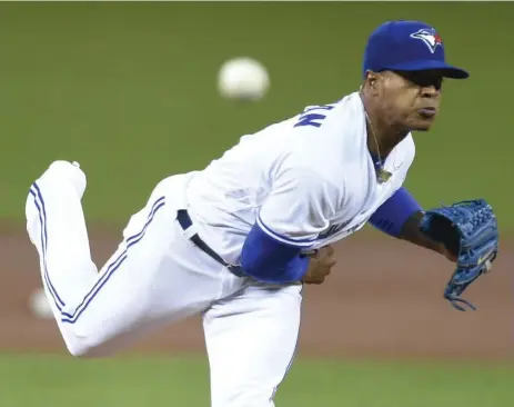  ?? FRANK GUNN/THE CANADIAN PRESS ?? Jays pitcher Marcus Stroman is making a name for himself with his elite sinker, a pitch he says he ‘kind of stumbled’ on in his rookie 2014 season.