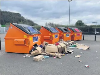  ?? ?? What a mess Our letter writer sent us pictures of rubbish building up at collection points