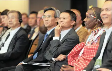  ?? PICTURE: HENK KRUGER/AFRICAN NEWS AGENCY (ANA) ?? SUPPORTING CONSERVATI­ON: Jack Ma (third from right) at the African Ranger Awards Ceremony yesterday.