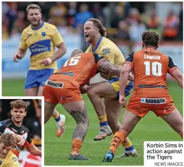  ?? NEWS IMAGES ?? Korbin Sims in action against the Tigers