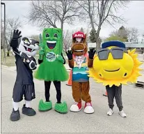  ?? SUBMITTED PHOTO ?? Local mascots pose for a photo as they go on to compete in the first “Mascot Race” during the 45th Annual MHC Rattler Run.
