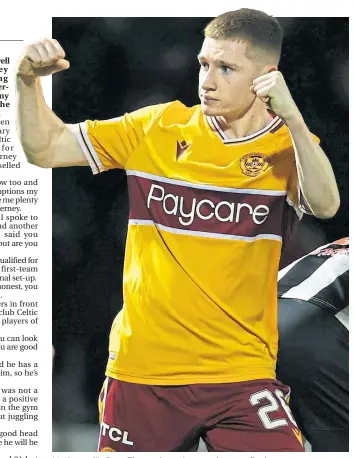  ?? ?? Motherwell’s Ross Tierney is eyeing another cup final