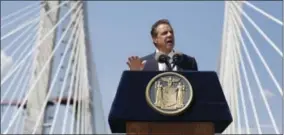  ?? AP PHOTO/SETH WENIG ?? In this file photo, New York Governor Andrew Cuomo speaks during a ribbon cutting ceremony for the Tappan Zee Bridge replacemen­t in August.