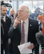  ?? BADIAS/ THE ASSOCIATED PRESS] ?? European Union foreign policy chief Josep Borrell is surrounded by reporters at the European parliament Tuesday in Strasbourg, France. [JEAN-FRANCOIS
