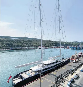  ?? KEITH GOSSE • THE TELEGRAM ?? The Aquijo, moored in St. John’s harbour Thursday, is reportedly owned by German billionair­e Juergen Grossman, founder of the GMH Gruppe The yacht is worth $100 million and costs about $10 million to run annually.