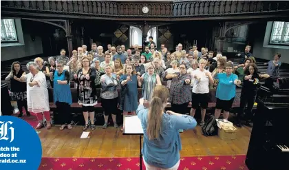  ?? Picture / Dean Purcell ?? Members of the GALS, who are celebratin­g their 25th anniversar­y, warm-up for rehearsal at the Methodist Church in Pitt St.