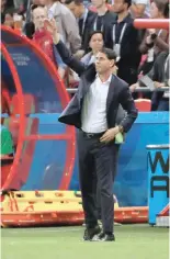  ?? — Reuters ?? Spain coach Fernando Hierro gestures during the match.