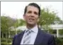  ?? CAROLYN KASTER - THE ASSOCIATED PRESS ?? In this April 17, 2017 file photo, Donald Trump Jr., the son of President Donald Trump, speaks to media on the South Lawn of the White House in Washington. Donald Trump Jr. told the Senate Judiciary Committee that he didn’t think there was anything...