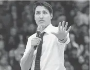  ?? NATHAN DENETTE / THE CANADIAN PRESS ?? Justin Trudeau has overreache­d on a policy that links jobs grants with abortion support, writes John Ivison.