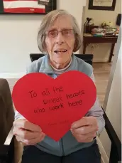  ?? (SUPPLIED P H O T O ) ?? Residents of Harbour Landing Village have expressed their appreciati­on for the excellent care they’ve received in numerous ways. Gwen M. joined other Village residents in making “thank
you hearts” to post in their windows.