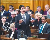  ?? CP PHOTO ?? Prime Minister Justin Trudeau rises during Question Period in the House of Commons on Parliament Hill in Ottawa on Thursday.