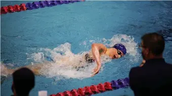  ?? AP file ?? DIVING INTO CONTROVERS­Y: Lia Thomas competes in the 500-yard freestyle last week at Sheerr Pool in Philadelph­ia.