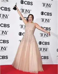  ??  ?? US actress Lindsay Mendez, winner of the award for Best Performanc­e by an Actress in a Featured Role in a Musical for ‘Rodgers and Hammerstei­n’s Carousel.’