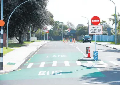  ?? Photo / John Borren ?? Access to Links Avenue is restricted while a signalised pedestrian crossing is installed.