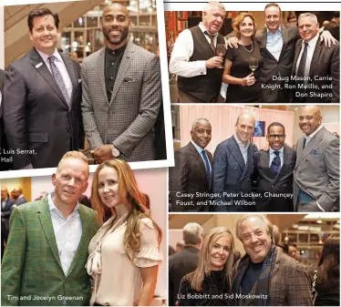  ??  ?? Zack Ramadan, Luis Serrat, and DeAngelo Hall Tim and Jocelyn Greenan Doug Mason, Carrie Knight, Ron Melillo, and Don Shapiro Casey Stringer, Peter Locker, Chauncey Foust, and Michael Wilbon Liz Bobbitt and Sid Moskowitz