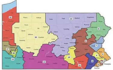  ??  ?? The Democratic-controlled Pennsylvan­ia Supreme Court redrew Pennsylvan­ia’s 18 Congressio­nal Districts that were establishe­d in 2011 by the Pennsylvan­ia Legislatur­e. Experts say the new districts favor Democratic candidates.