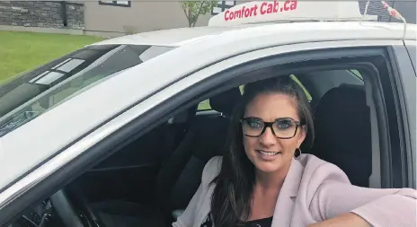  ?? MORGAN MODJESKI ?? Shannon Boire, Saskatchew­an Taxi Cab Associatio­n spokeswoma­n and Comfort Cabs operations manager, says the merger of United Blueline and Comfort taxi companies is about improving service and is not about cost savings. She says no jobs will be lost in the move.