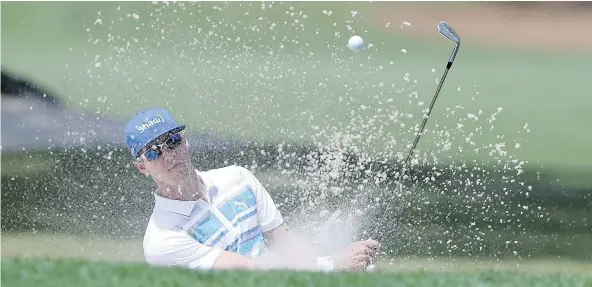  ?? GETTY IMAGES ?? Graham DeLaet hits a shot out of the bunker during third round action at the RBC Heritage. The Canadian says he’ll have to maintain his mental focus and use his talent and game plan to help him win.