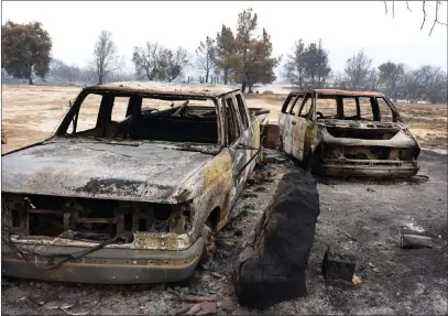  ?? Mike Eliason ?? The Associated Press This photo provided by the Santa Barbara County Fire Department shows Rancho Alegre Outdoor School, a camp near Santa Barbara, Calif., that suffered extensive wildfire damage Monday.