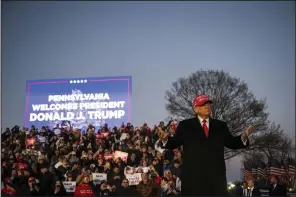  ?? (AP/Joe Lamberti) ?? Former U.S. President Donald Trump speaks Saturday during a campaign event in Schnecksvi­lle, Pa.