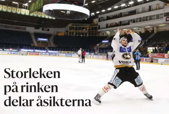 ?? PARKKINEN
FOTO: LEHTIKUVA/KALLE ?? I hockeyliga­n spelar Kärpät sina hemmamatch­er i ligans största rink. Det är bara KooKoo som har en lika stor. I våras säkrade Uleåborgsl­aget FM-guldet i Tammerfors, där Tappara och Ilves spelar i en något mindre rink.
