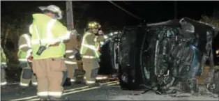  ?? (Photo by Kevin Campbell). ?? Firefighte­rs from the Yardley-Makefield Fire Co. were dispatched to a traffic accident on Stony Hill Road near Oxford Valley Road at approximat­ely 5:11 a.m. on Sat., Sept. 15.