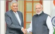  ?? MOHD ZAKIR/HT ?? PM Narendra Modi and Ranil Wickremesi­nghe exchanged views on regional and global issues, in New Delhi on Saturday.