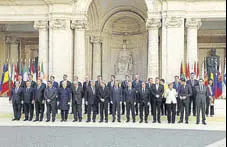  ?? AP ?? European Union heads of state in the Cortile di Michelange­lo during the EU summit in Rome on Saturday.
