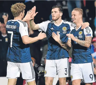  ?? Picture: SNS Group. ?? Key men for Scotland: Stuart Armstrong, Andy Robertson and Leigh Griffiths.