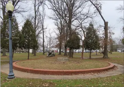  ?? DAN SOKIL - MEDIANEWS GROUP ?? A brick circle that once housed a water fountain in Lansdale’s Memorial Park, as seen in January 2021, could be the site of a gazebo to host celebratio­ns for the borough’s 150th anniversar­y in 2022.