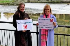  ?? ?? Angela Emms and Claire Wynne Hughes from Quartet encourage people to donate to the Surviving Winter appeal