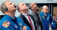  ?? AFP ?? nasa astronaut doug hurley (left) and chief of the astronaut office Pat forrester watch the launch of SpaceX falcon 9 rocket at the Kennedy Space Centre in florida. —