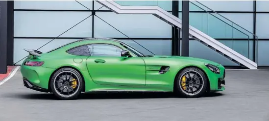  ?? Photo courtesy of Mercedes-Benz ?? The color green goes German in the ultra-high-performanc­e MBZ AMG GT R PRO.