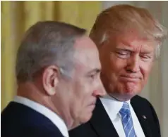  ??  ?? Donald Trump tok onsdag imot Benjamin Netanyahu i Det hvite hus. Ingen av de store mediene fikk stille spørsmål på pressekonf­eransen.