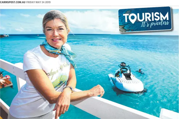 ?? Picture: ADAM HEAD ?? CREATIVE PITCH: Tourism Tropical North Queensland chairwoman Wendy Morris of at the launch of a “scUber” experience for the Great Barrier Reef.