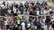  ??  ?? ROWDY: Hundred fans are in a party mood but crowd trouble forced Lord’s authoritie­s to ban them bringing in booze