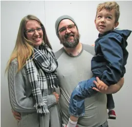  ?? CITIZEN PHOTO BY CHRISTINE HINZMANN ?? Alisha Tobin, pictured with husband Josh and son Heller, 3, is organizing the Fire Pit Boot and Sock Drive for vulnerable people living on the streets of Prince George.