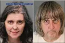  ??  ?? Louise Anna Turpin, left, and David Allen Turpin have been arrested and charged with torture and child endangerme­nt.