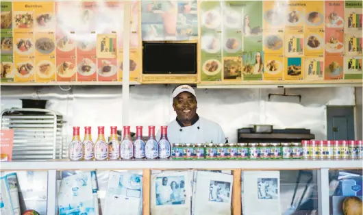  ?? VANESSA LEROY/THE NEW YORK TIMES PHOTOS ?? Glenroy Burke, or“Chef Shrimpy,”at his restaurant, the Jerk Cafe, in South Yarmouth, Massachuse­tts.