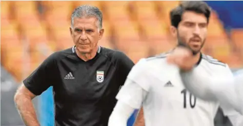  ?? AFP ?? Carlos Queiroz, durante el último entrenamie­nto de Irán en el Mordovia Arena