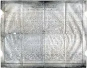  ?? WEST SUSSEX RECORD OFFICE VIA ASSOCIATED PRESS ?? This unique copy, hand-written on parchment, was found in a records office in Chichester in southeaste­rn England.