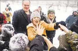  ?? Stephen Maturen Getty Images ?? SEN. AMY KLOBUCHAR of Minnesota greets supporters in Minneapoli­s after announcing that she’s joining a crowded field of Democrats running for president.