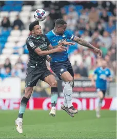  ?? ?? Jonson Clarke-Harris in action for Posh against Rovers.