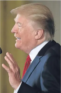  ?? Picture: Getty. ?? Mr Trump addresses the media during an earlier press conference yesterday.