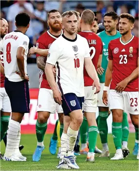  ?? ?? England’s Jarrod Bowen reacts following the Nations League defeat