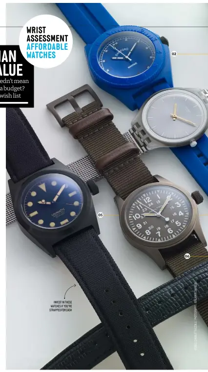  ??  ?? WRIST ASSESSMENT AFFORDABLE WATCHES
INVEST IN THESE WATCHES IF YOU’RE STRAPPED FOR CASH