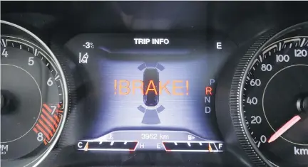  ?? POSTMEDIA NEWS/FILES ?? Automatic emergency braking includes a range of systems designed to address the large number of crashes, especially rear-end crashes, in which drivers do not apply the brakes or fail to apply sufficient braking power to avoid or mitigate a crash. .