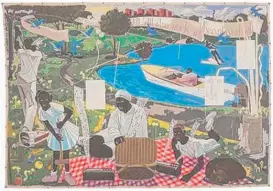 ?? COURTESY SOTHEBY’S NEW YORK ?? “Past Times” by Kerry James Marshall was auctioned Wednesday by Sotheby’s in New York. Four bidders competed for the painting.