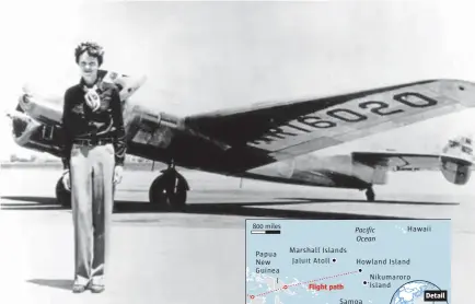  ?? Associated Press file ?? Amelia Earhart stands next to a Lockheed Electra 10E in 1937 in Oakland, Calif., before her attempt to fly around the world.